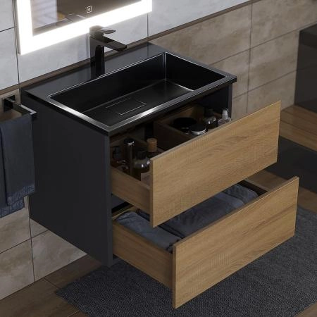 Раковина для ванной Uperwood Barsa 60 см, черная глянцевая