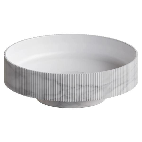 Раковина накладная Boheme рифленая SOLE Corian 400*130 Calacatta 801-R-CLCT