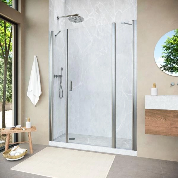 Душевая дверь Vegas-glass EP-2F NOVO h2000 215 04 01 R  профиль никель  стекло прозрачное
