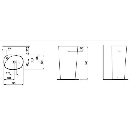 Laufen Palomba Раковина 52.5х40х90 см, 1 отв., напольная, покрытие LCC, цвет: белый