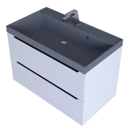 Тумба с раковиной для ванной Uperwood Tanos-Classic Quartz 80 см, белая графит/бетон