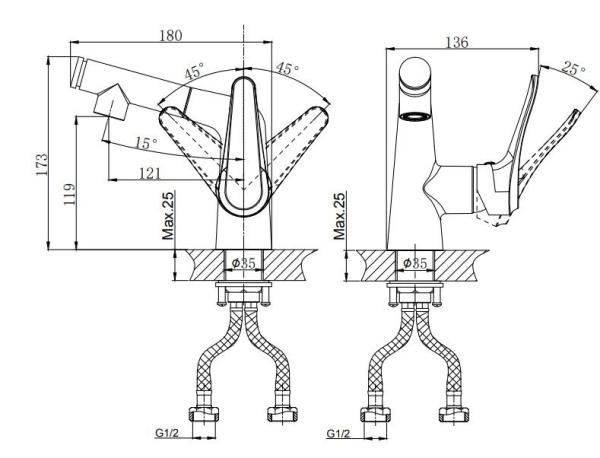 Смеситель для умывальника RUSH Jawa с вытяжной лейкой (JA0735-12)