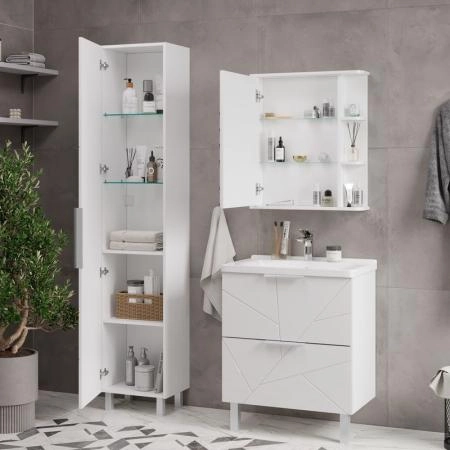 Шкаф зеркальный Twing 60 белый глянец