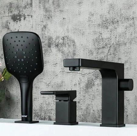 Смеситель Gappo G1117-6 на борт ванны 3 отверстия, чёрный