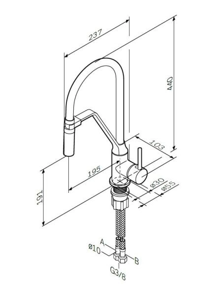 Смеситель для кухни AM.PM Like F8013000 хром, черный