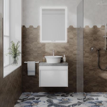 Тумба Kerama Marazzi MODULA МОДУЛА MO.60.1+1\WHT подвесная 60 с ящиком 1+1, белая глянцевая