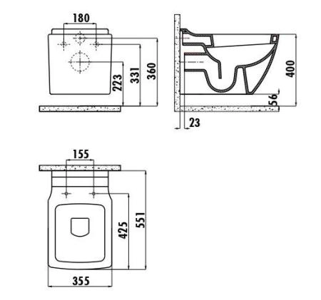 Унитаз CREAVIT Trend подвесной TP324-11CB00E-0000 (сиденье отдельно)