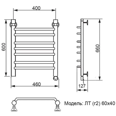 Полотенцесушитель электрический Ника Trapezium ЛТ (г2) 60/40 правый тэн MEG