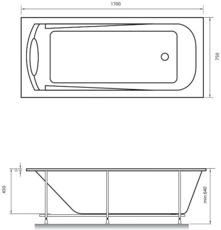 Акриловая ванна Relisan Marina 170x75