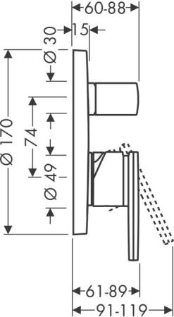 Axor Citterio 39455000 Смеситель для ванны, однорычажный для 01800180