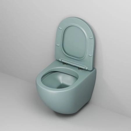 Унитаз Grossman GR-4455MNMS Color (485*365*360) МЯТНЫЙ МАТОВЫЙ подвесной Безободковый с тонкой крышкой