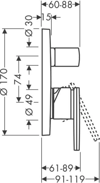 Axor Citterio 39455000 Смеситель для ванны, однорычажный для 01800180