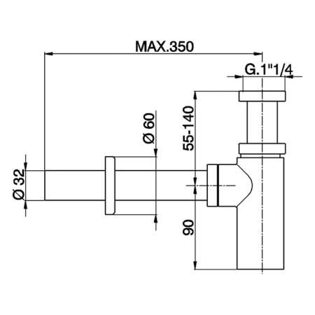 CISAL Сифон 1"1/4 для раковины, цвет Bianco Opaco