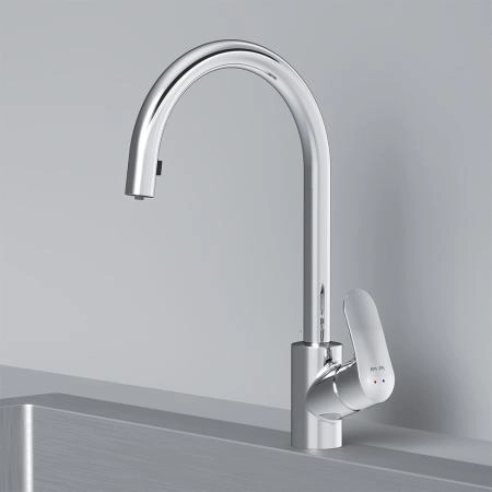 Смеситель для кухни AM.PM Like F8012000 Смеситель - хром, шланг - черный