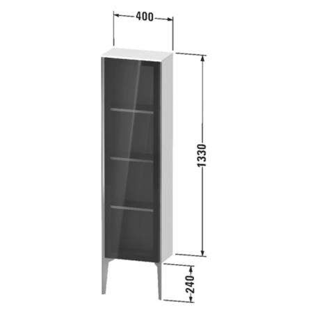 Duravit XViu Шкаф подвесной со стеклянной дверью 40x24x133см, 3 стеклянные полки (петли слева), цвет: белый глянцевый/champagne matt