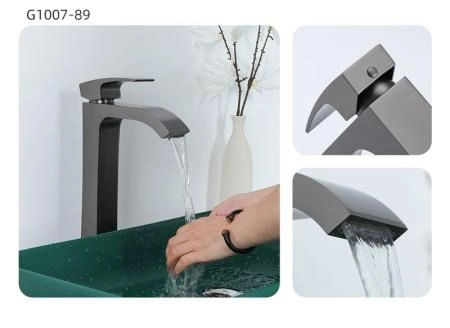 Смеситель Gappo G1007-89 для раковины высокий оружейная сталь