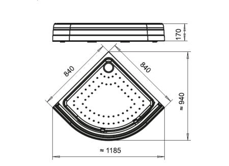 Поддон к душевому углу Найт 80 (радиальный поддон на раме-подставке с устройством слива)