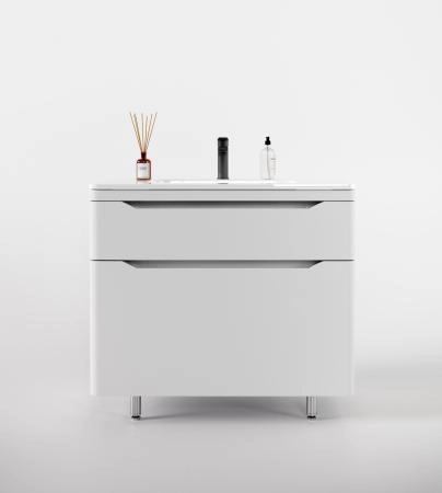 Тумба напольная Style Line Марелла 90 (2 ящ.) Люкс антискрейтч белый матовый, PLUS