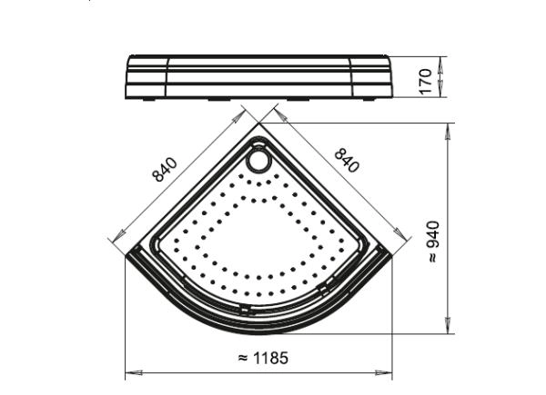 Поддон к душевому углу Найт 80 (радиальный поддон на раме-подставке с устройством слива)