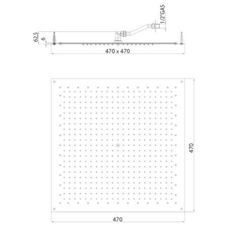 BOSSINI PARIS-CUBE Верхний душ 470 x 470 мм, FLAT, цвет: хром