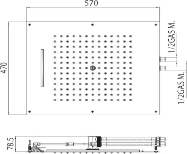 Верхний душ Bossini Dream H38925.030 570x470 мм, 2 режима, хром