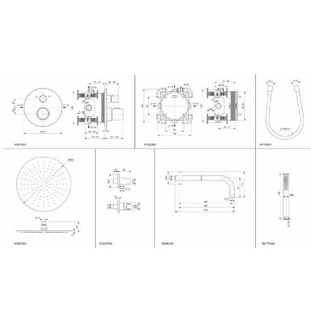 Ideal Standard Ceratherm T100 Душевой комплект: встраиваемый термостатический смеситель, верхний душ Ø30см., держатель, лейка для душа и шланг 175см., цвет: хром