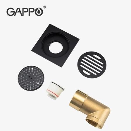 Душевой трап Gappo G81053-6 чёрный 100x100мм