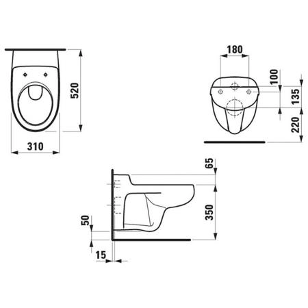 LAUFEN Florakids Унитаз подвесной с глубоким смыванием 520х310х300 мм, ,цвет  белый