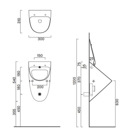 Catalano Comfort Писсуар 54x30см., с отв. для крышки, цвет: белый глянцевый