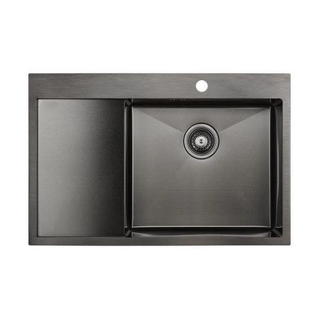 Кухонная мойка Paulmark ATLAN R PM217851-GMR вороненая сталь правая 780х10мм нерж. Сталь