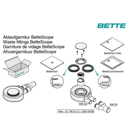 Bette Floor Сифон 0,85 л/с, диам.90мм, отвод 50мм, цвет: белый