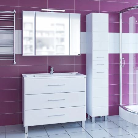 Тумба под раковину СаНта Омега 100 207017, цвет белый (ум. Elen 100 литой мрамор) напольная