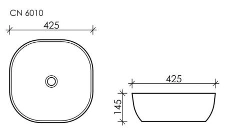 Умывальник чаша накладная квадратная Element 425x425x145мм