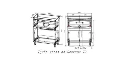 Тумба напольная Style Line Бергамо мини 70 (2 ящ.) Люкс антискрейтч белый, PLUS