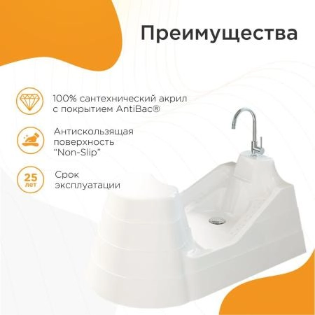 Акриловая ванна "ВУДУ", рама-подставка, слив, торцевая панель