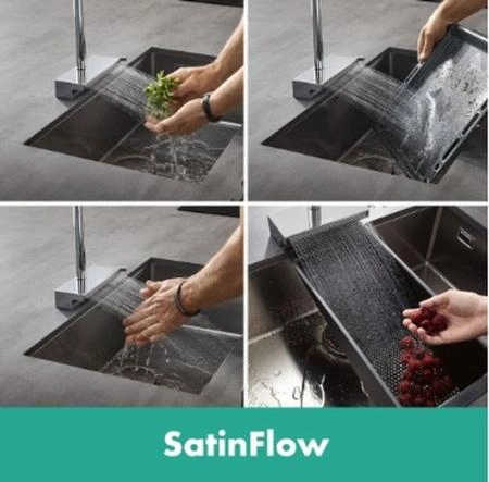 Смеситель Hansgrohe 73830800 Aquno Select для кухни сталь 250 мм, 2 реж., выдвижной Г излив, sBox