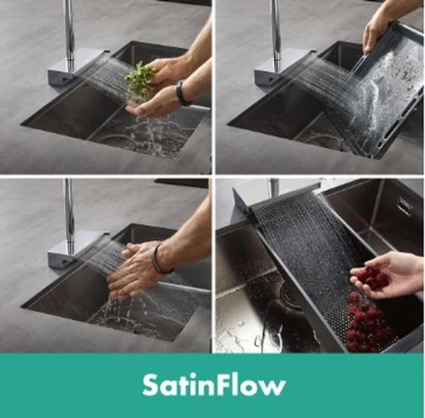 Смеситель Hansgrohe 73830800 Aquno Select для кухни сталь 250 мм, 2 реж., выдвижной Г излив, sBox