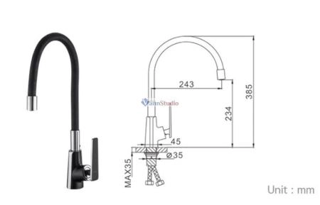 Смеситель для кухни Frap F4457 черный белый