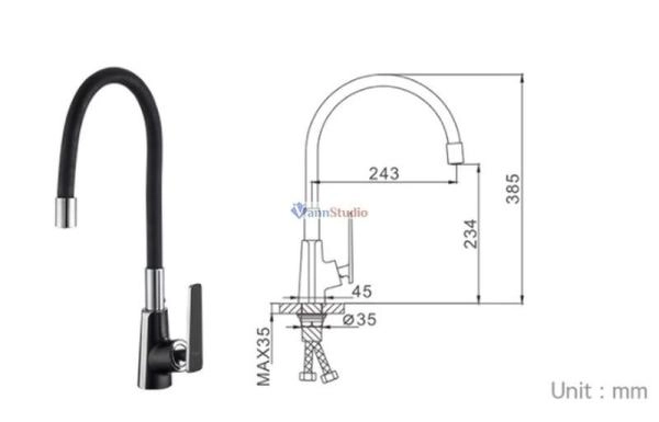 Смеситель для кухни Frap F4457 черный белый