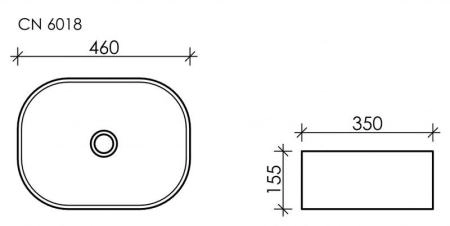 Умывальник чаша накладная овальная Element 460x350x155мм