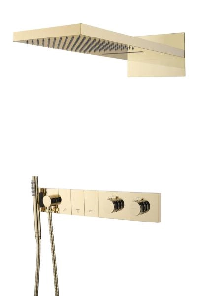 Встроенная душевая система Boheme ZODIAC с термостатом, трехпозиционная Gold 133-G