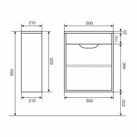 Тумба под раковину для ванной Uperwood Modul 50 см, подвесная, матовая, белая