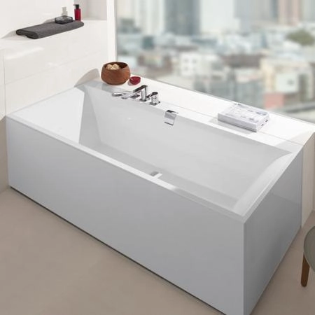 Villeroy&Boch Squaro Edge 12 Ванна 1900*900*450  ножки, слив-перелив цвет  хром и белый, ванна цвет: белый