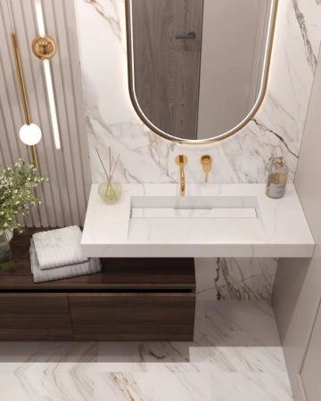 Столешница моноблок Boheme FLAT CALACATTA (1010*452*80) 859-100-CLCT