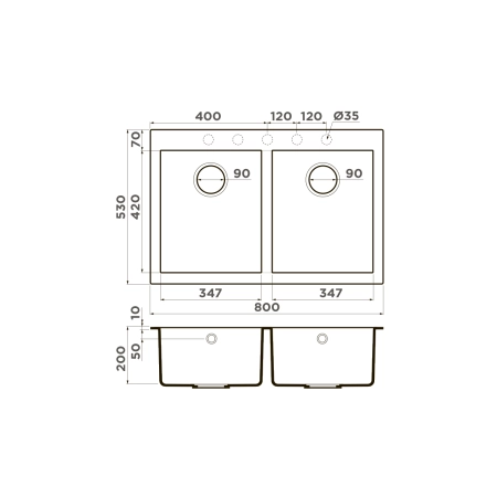 Кухонная мойка Omoikiri Bosen 80-2-WH Tetogranit/белый 4993839