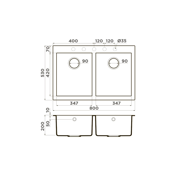 Кухонная мойка Omoikiri Bosen 80-2-WH Tetogranit/белый 4993839