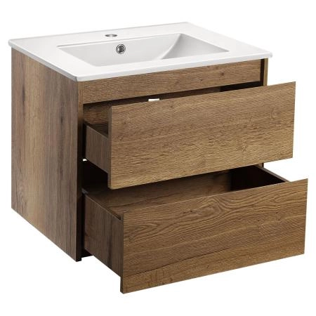 Тумба под раковину Vincea Gio 600 подвесная, 2 ящика soft-close, цвет T.Oak