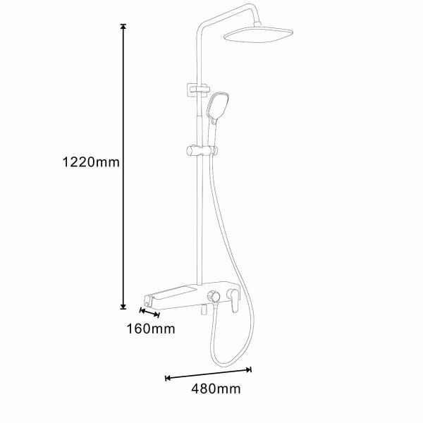 Душевая система AZARIO с поворотным изливом, белый/золото (AZ-801-1)