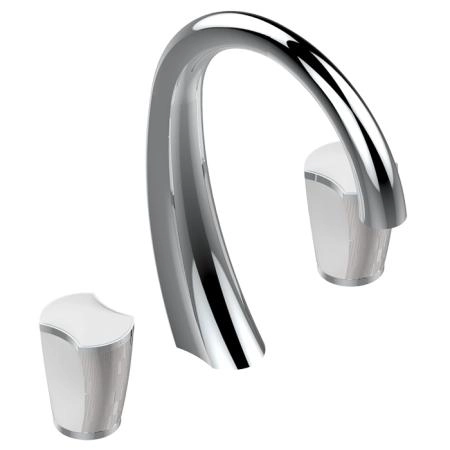 THG Infini white porcelain with platinum decor Смеситель для раковины на 3 отверстия, с донным клапаном, цвет: хром