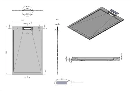 Поддон для душа Vincea из искусственного камня VST-4SRL9014W, 1400*900*25, белый матовый